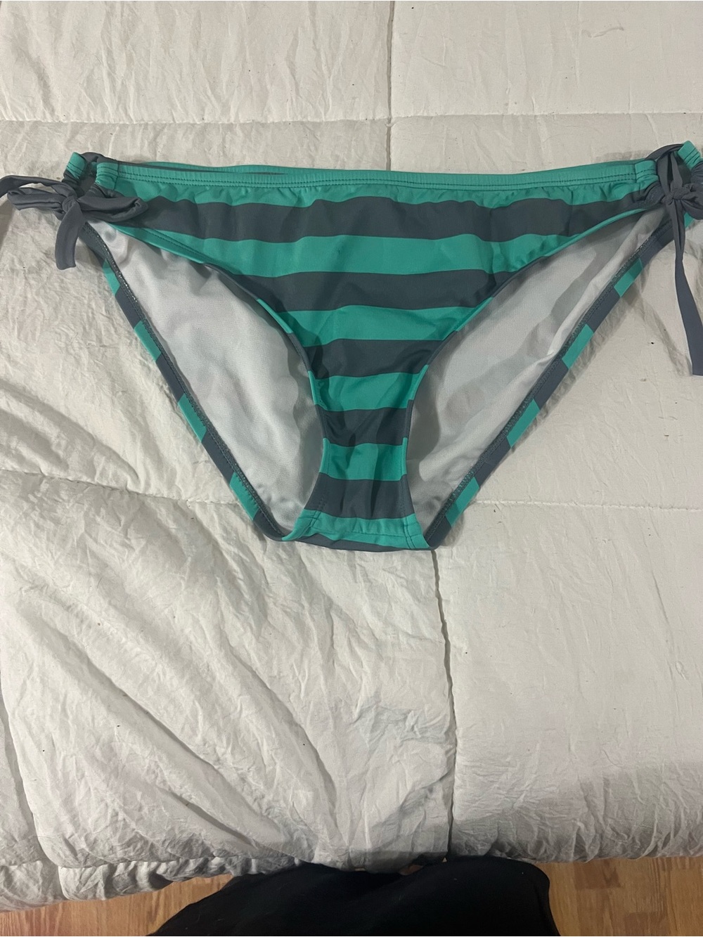 O'Neill Teal & Gray Striped Bikini Bottoms